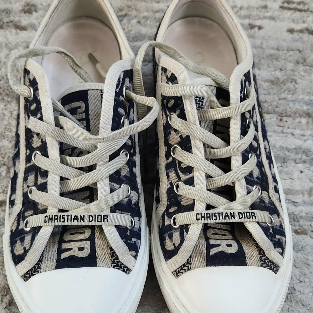 Christian Dior Navy and White Canvas Sneakers